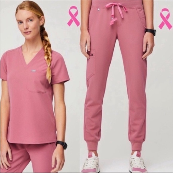 LIMITED EDITION BREAST CANCER PINK FIGS SET: one pocket top and kade pant - Picture 6 of 6